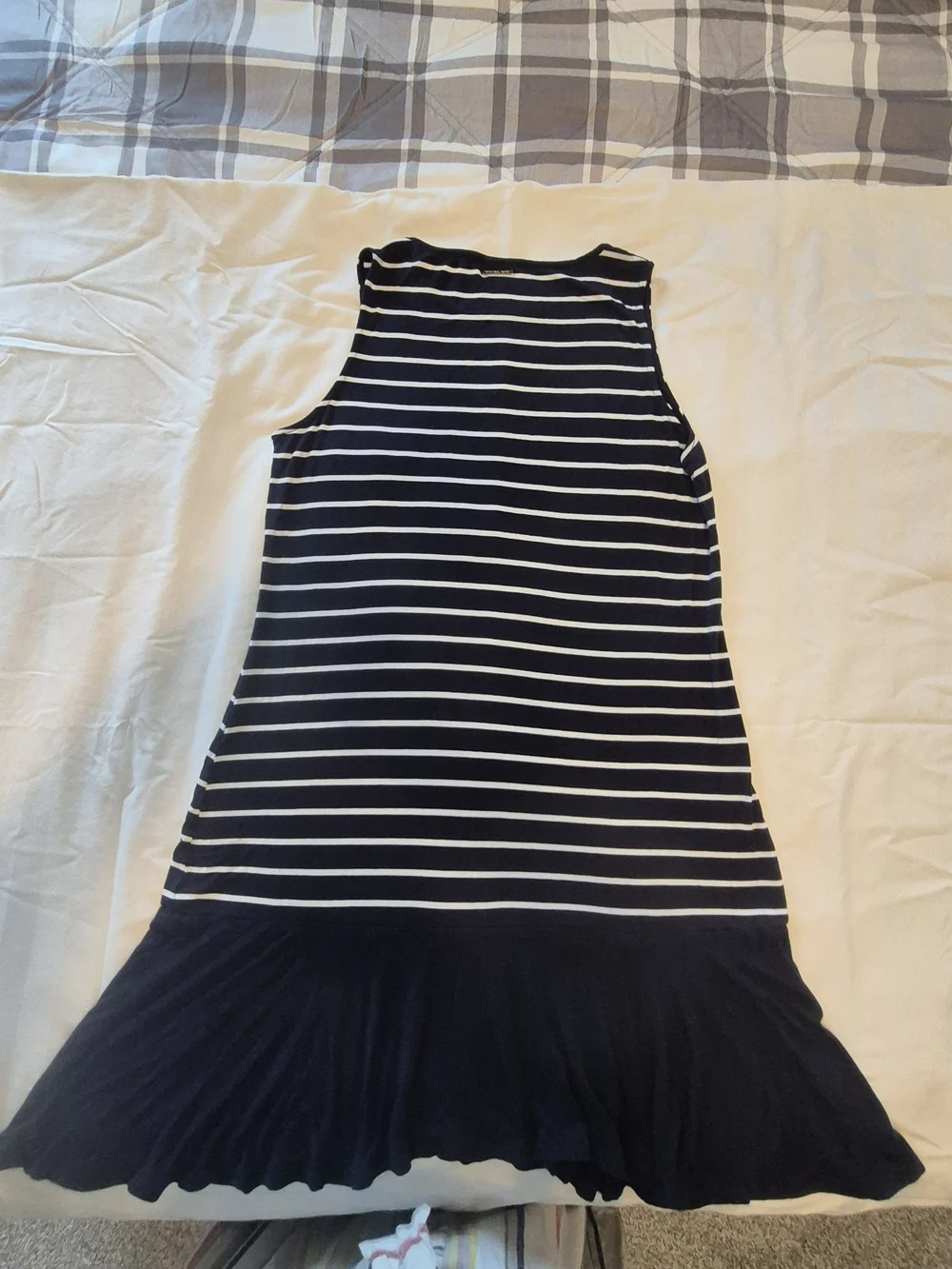 Michael Kors Navy and White Striped Sleeveless Swing Dress